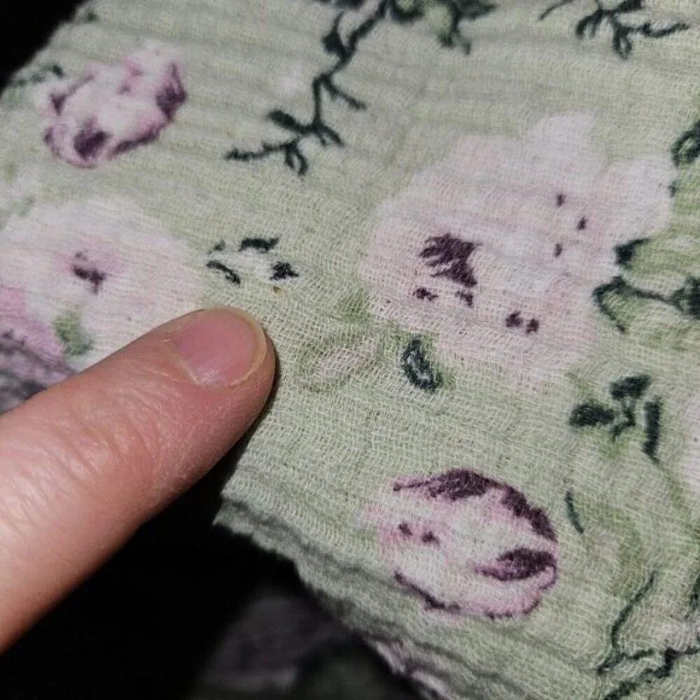 Modern Baby Green Purple Floral Muslin 100% Cotton Swaddle Blanket Lovey 27x36